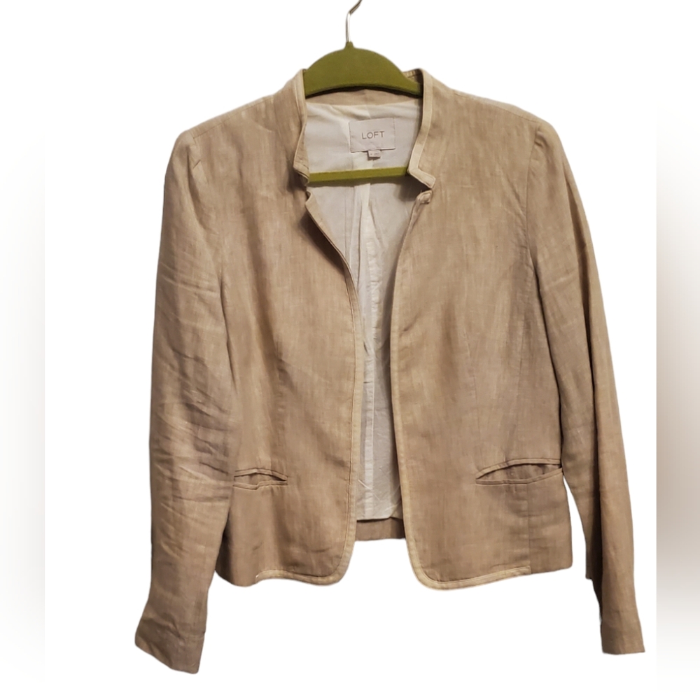 100% Linen open jacket blazer Loft size M